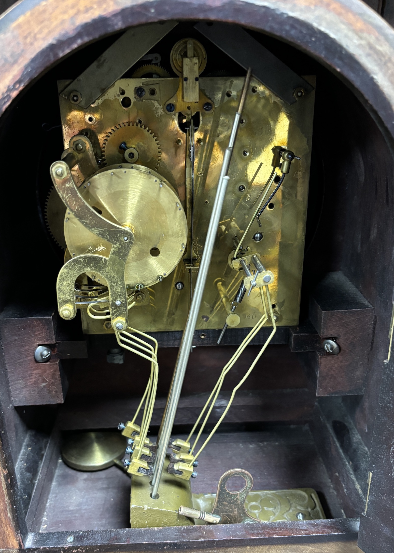A George V inlaid mahogany mantel clock, height 34cm